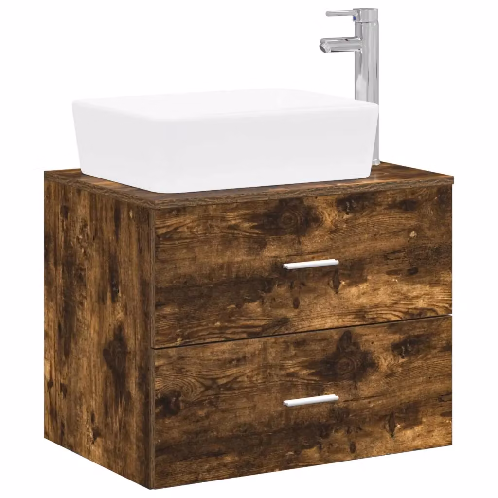 Mobile lavabo moderno vidaXL in legno MDF marrone opaco con cassetti e ante – 2