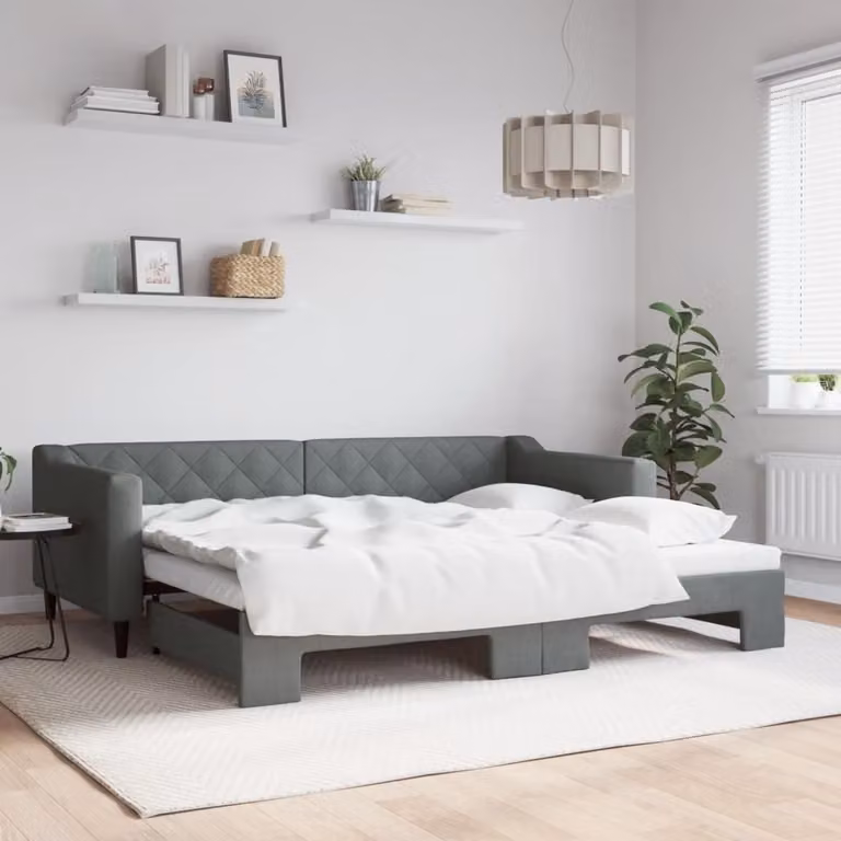 Maison Exclusive - Divano letto estraibile grigio scuro 90x200 cm in tessuto
