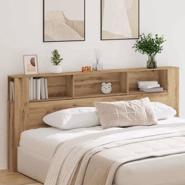Testiera decorativa moderna vidaXL in legno marrone con ripiano integrato L 220 x P 18.5 x H 102.5 cm