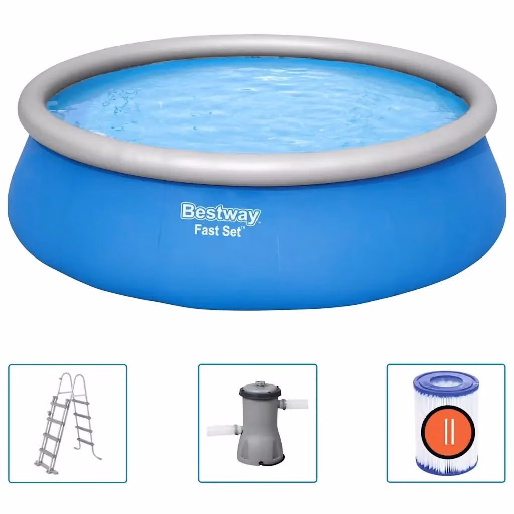 Set Piscina Gonfiabile Rotonda Bestway Fast Set Blu L: 457 cm, H: 122 cm – 2