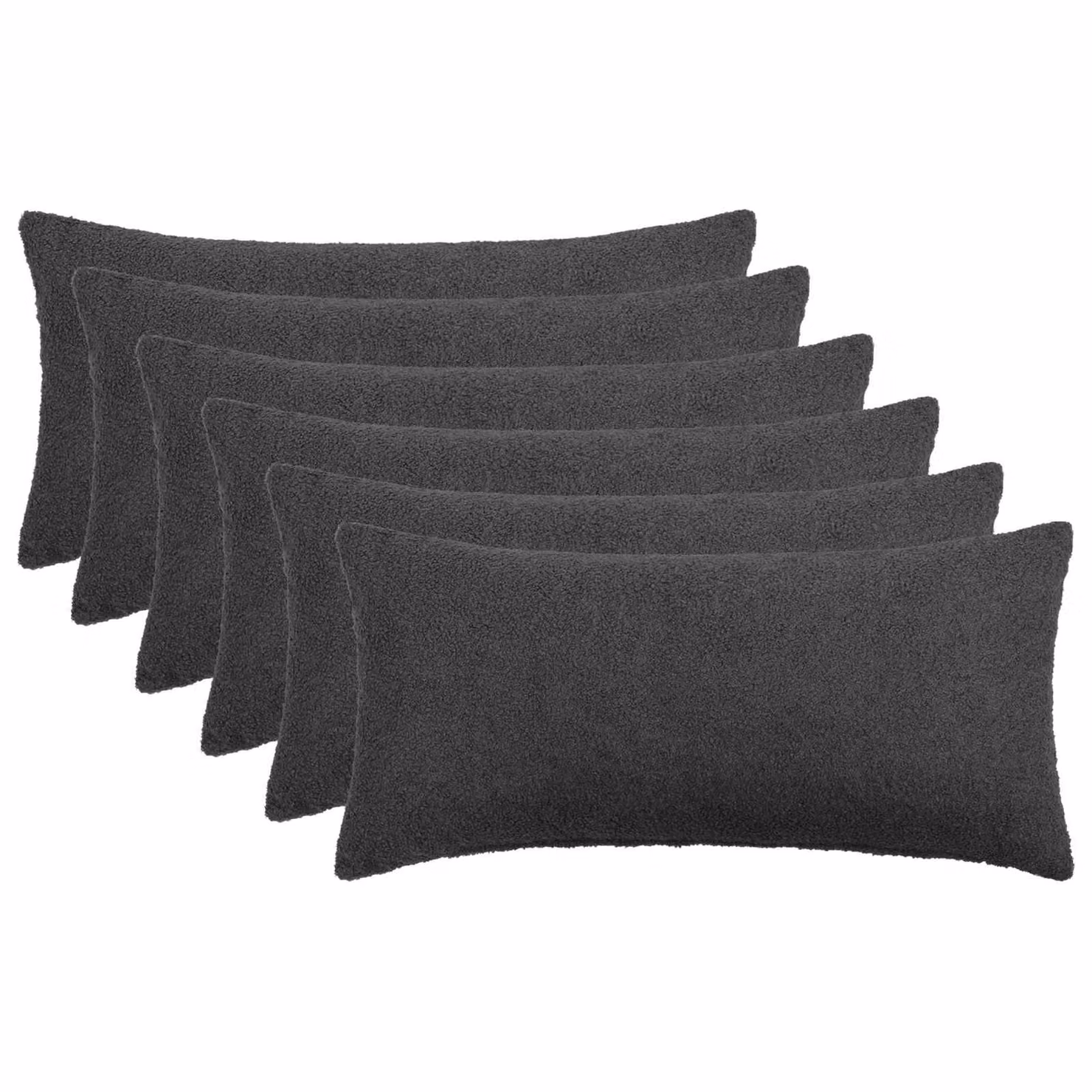Set di 6 federe vidaXL HEERLEN in tessuto bouclé grigio, L 80 x P 40 x H 40 cm