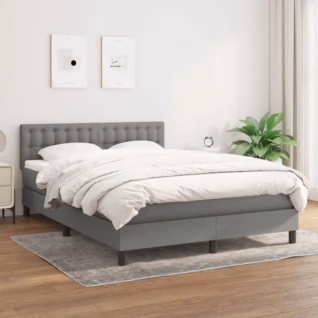 Letto Ibrido con Giroletto a Molle e Materasso vidaXL Grigio e Bianco L/P/H: 203 x 144 x 88 cm