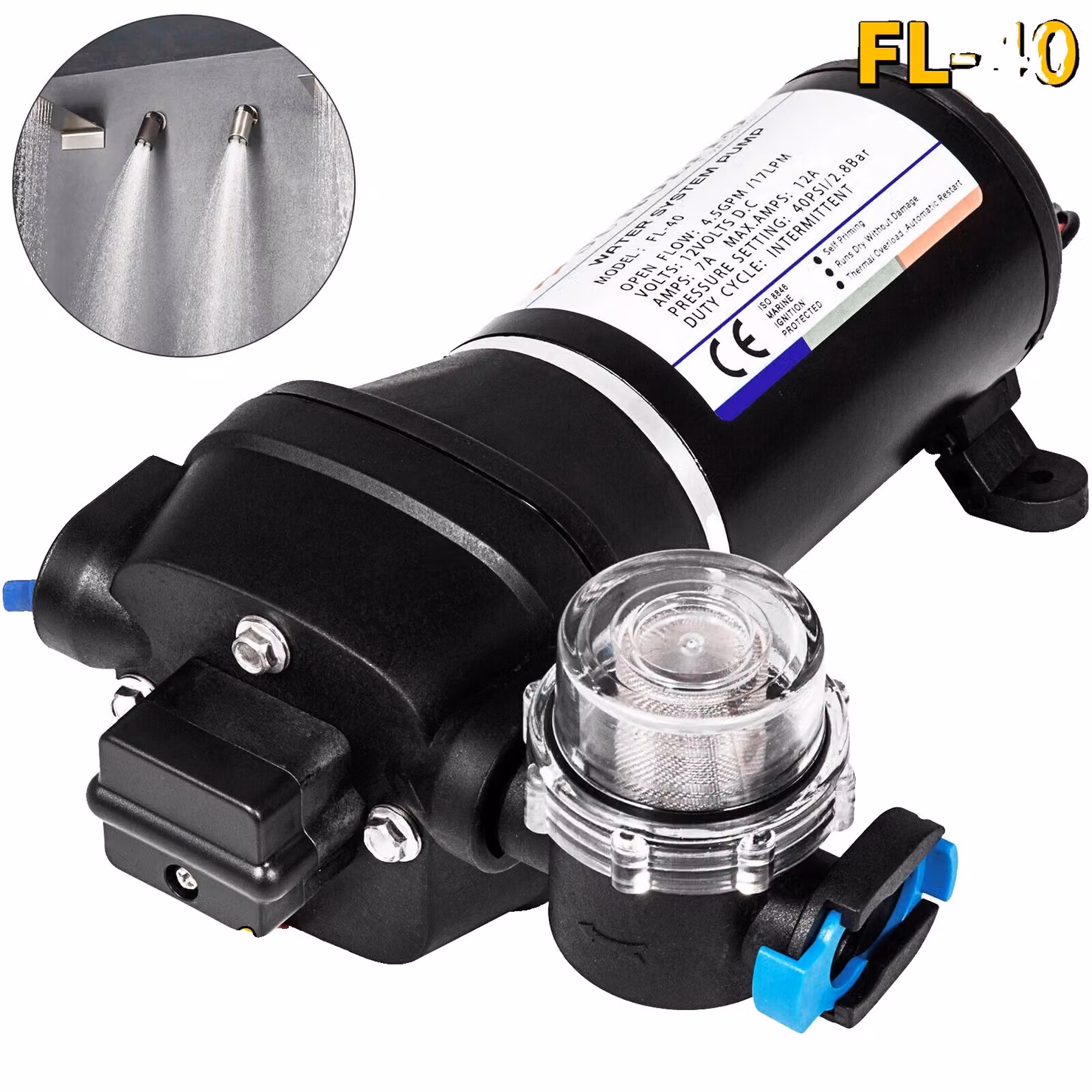 Pompa per acqua, portata 10L/min, booster ad alta pressione, FL-40 17L 40PSIFL-40 17L 40PSI