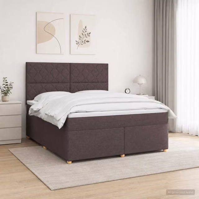 Letto box spring ibrido vidaXL con materasso a molle insacchettate e base contenitore, colore marrone, L/P: 160 x 200 cm – 1