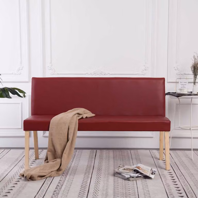 Panca vidaXL in similpelle rossa per sala da pranzo, L: 139,5 cm