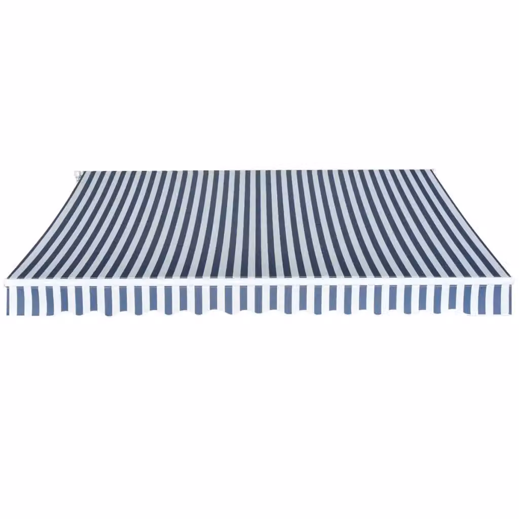 Tenda da sole pieghevole manuale vidaxl con manovella in alluminio e poliestere, Blu/Bianca, L: 350 cm x P: 250 cm – 2