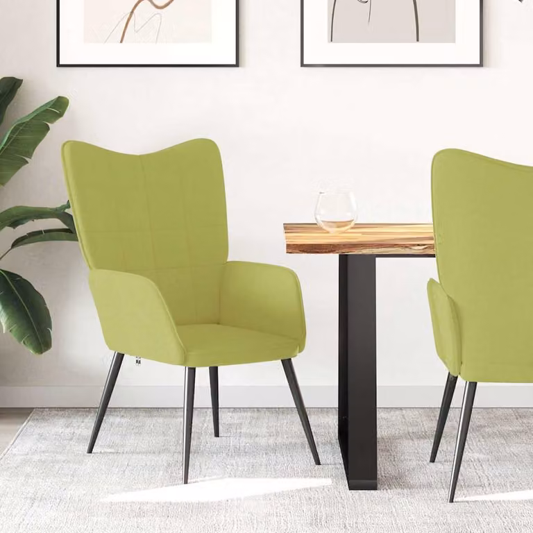 Sedia Relax vidaXL Verde in Tessuto con Braccioli e Struttura in Metallo