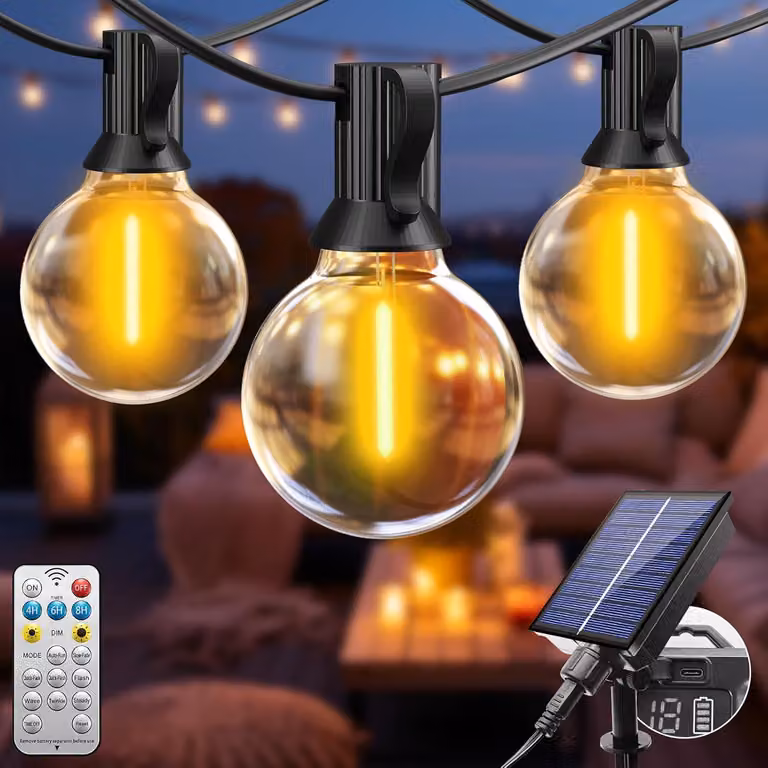 Catena luminosa da 5 metri, a energia solare, con telecomando, per uso esterno