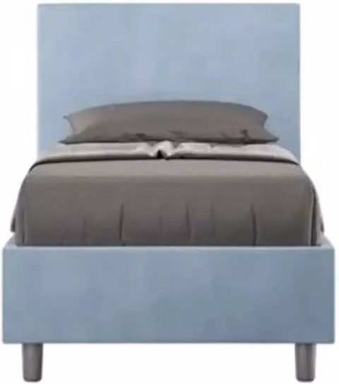 Letto singolo contenitore imbottito 80x200 microfibra azzurro Adele