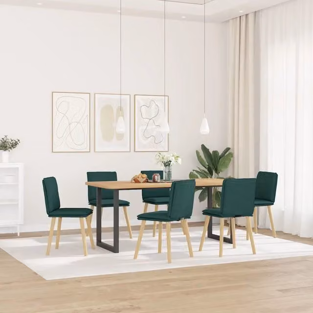 Sedie da Pranzo 6 pz Verde Scuro in Tessuto 3315630