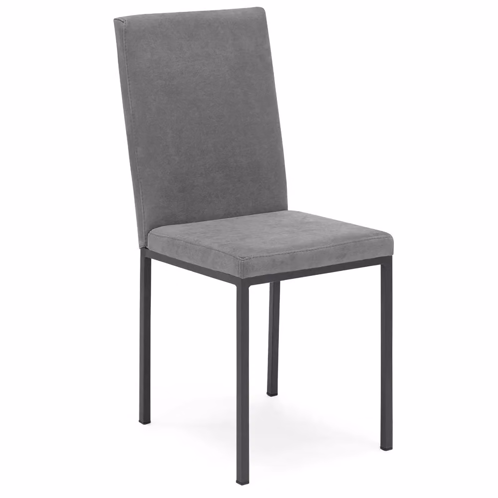 Set di 2 sedie imbottite Licya Plus Redokasa in tessuto scamosciato grigio con struttura in metallo, design moderno per sala da pranzo, soggiorno o ufficio – 2