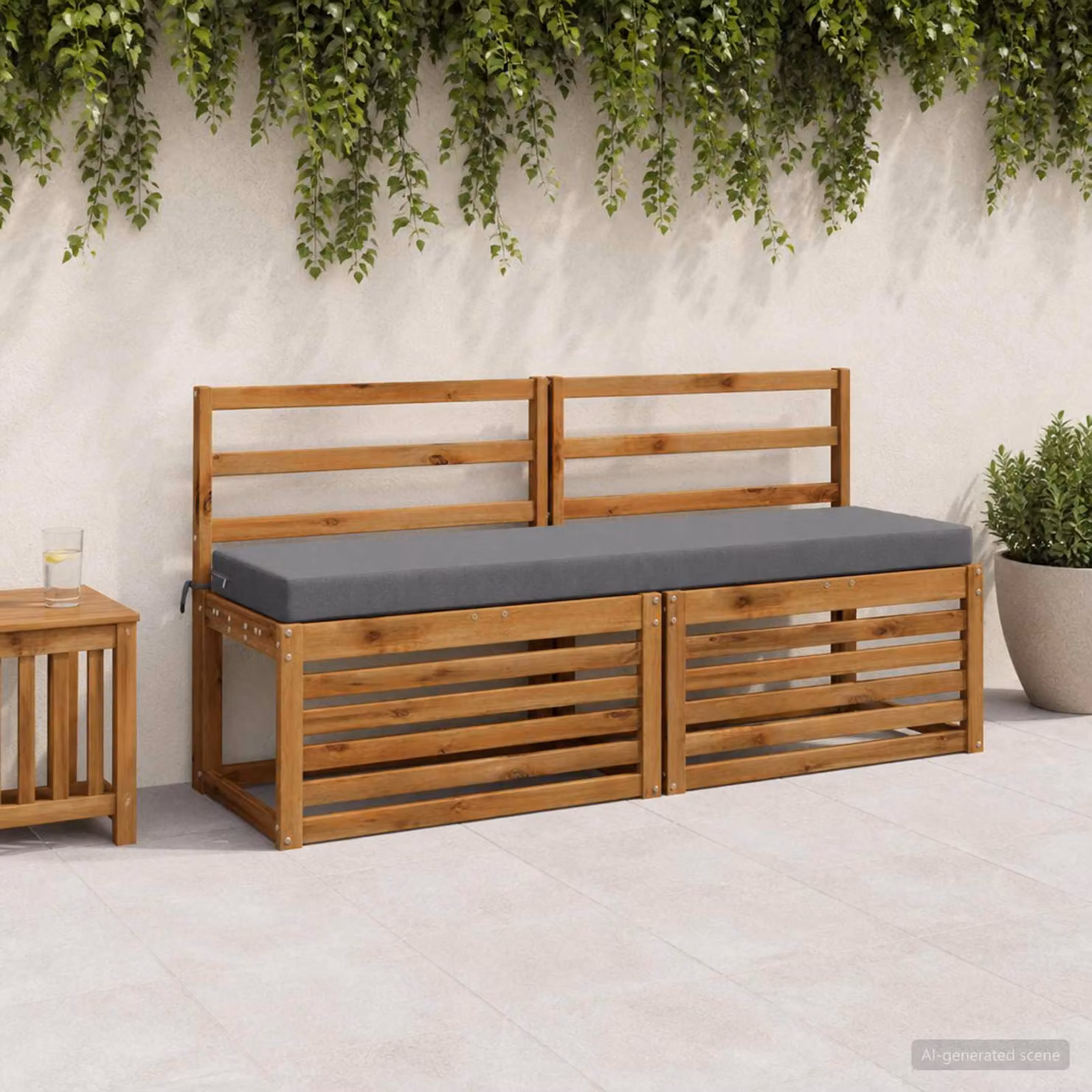 Cuscino per panchina vidaXL SOEST in poliestere con rivestimento rimovibile e resistente ai raggi UV, Blu, L 150 x P 40 x H 8 cm