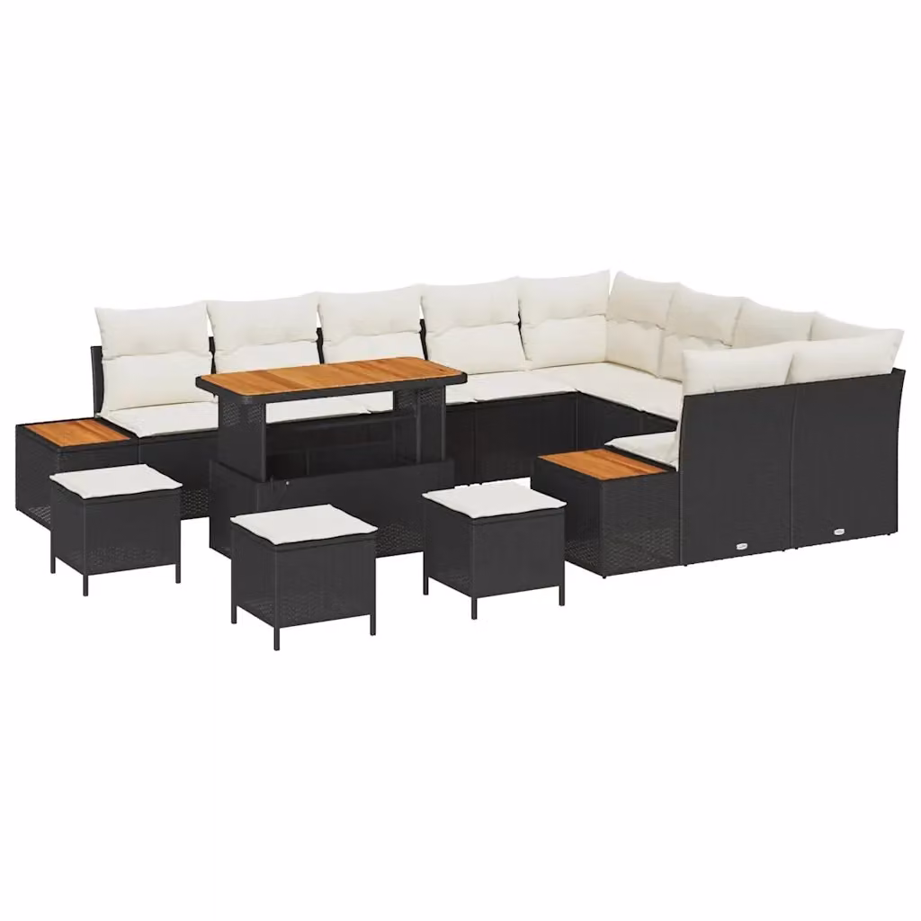 vidaXL Set Divano da Giardino a Forma di U con 13 Pezzi, Nero – 2