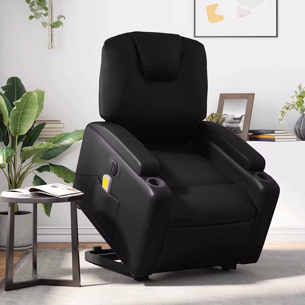Poltrona Alzapersona Massaggiante Elettrica vidaXL in Similpelle Nera – 1