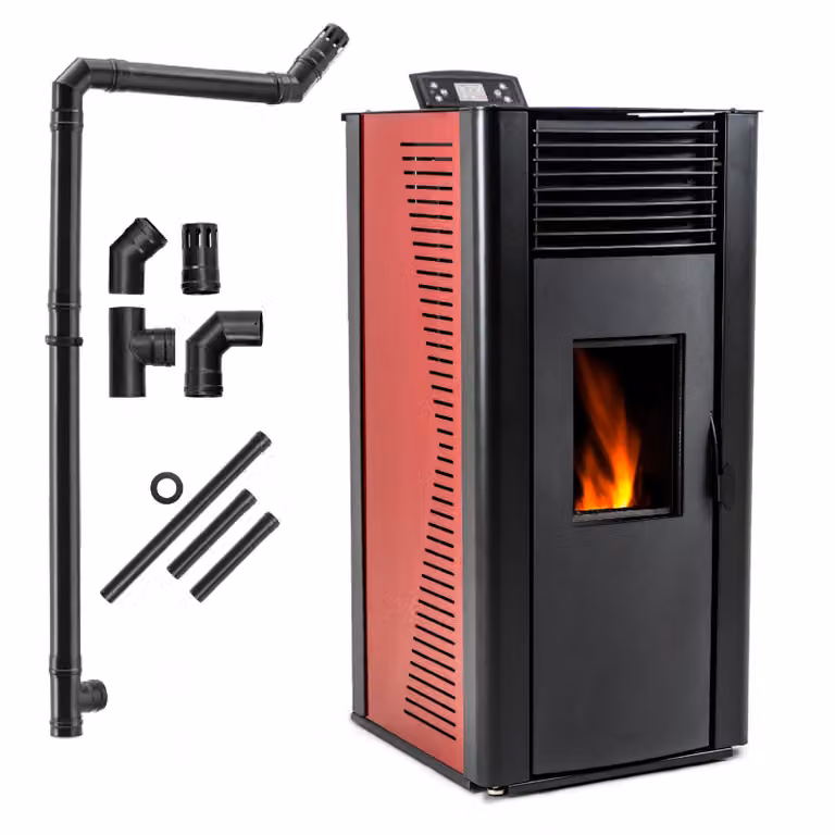 Stufa a pellet THUNDER VAYNE-RED 12,2 kW idro con Wi-Fi, termostato e kit tubi