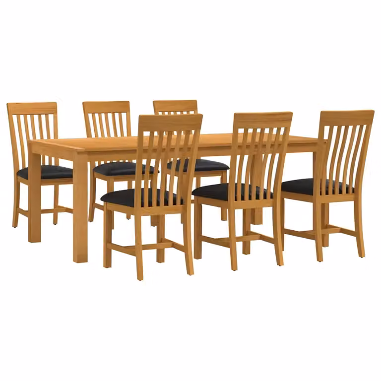 Set da pranzo moderno vidaXL in legno di quercia composto da 7 pezzi, colore nero e marrone, tavolo rettangolare e sedie