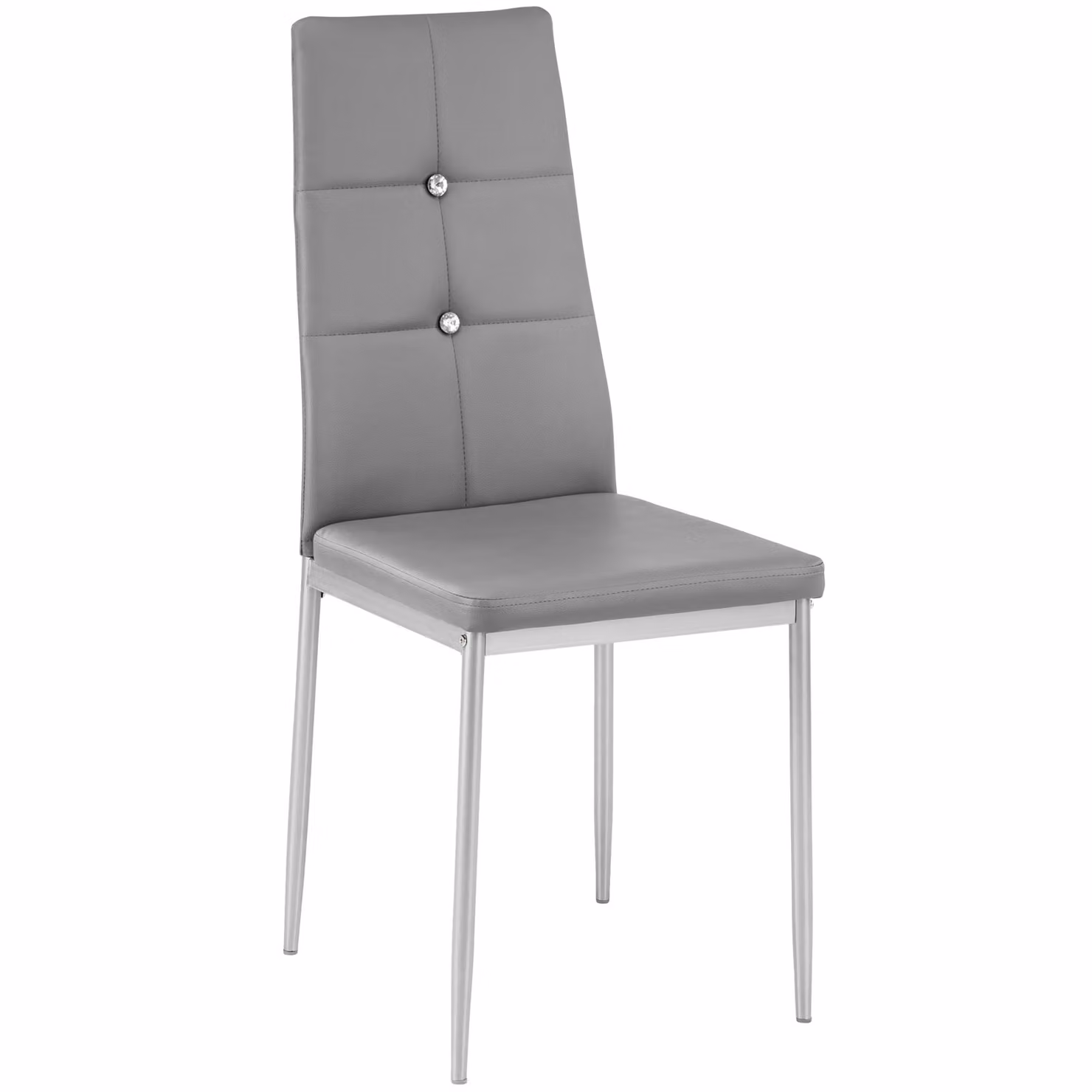 Set di 8 sedie da sala da pranzo moderne TecTake GmbH in ecopelle grigia con struttura in metallo e plastica – 2