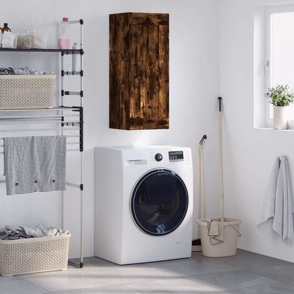 Mobile a parete vidaXL in legno Rovere Fumo, L/P/H: 34,5 x 34 x 90 cm