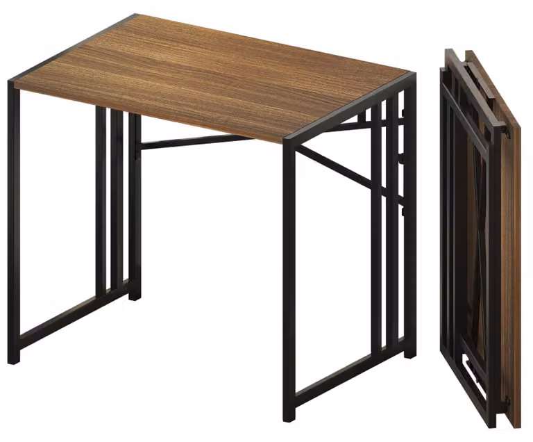 Scrivania pieghevole per computer - 81,3 cm - Colore marrone (simile all'espresso) - Realizzata in metallo e legno - Design moderno - Arredamento per l'area di lavoro