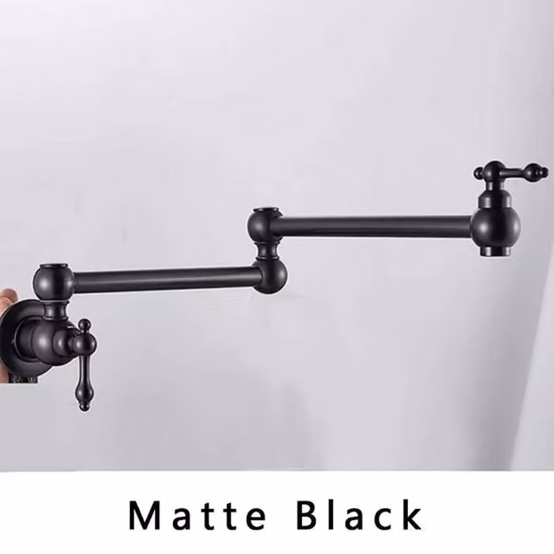 Miscelatore da cucina - Rubinetto per acqua fredda da montare a parete - Miscelatore per lavello - Bocchetta girevole a 360° e orientabile - Ottone spazzolato - Nero