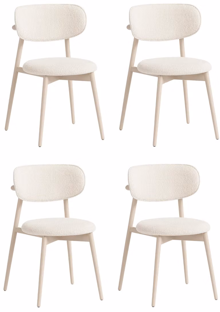 Stilvoller Weißer Stuhl-Set Exklusive Esszimmerstühle Textilstühle
