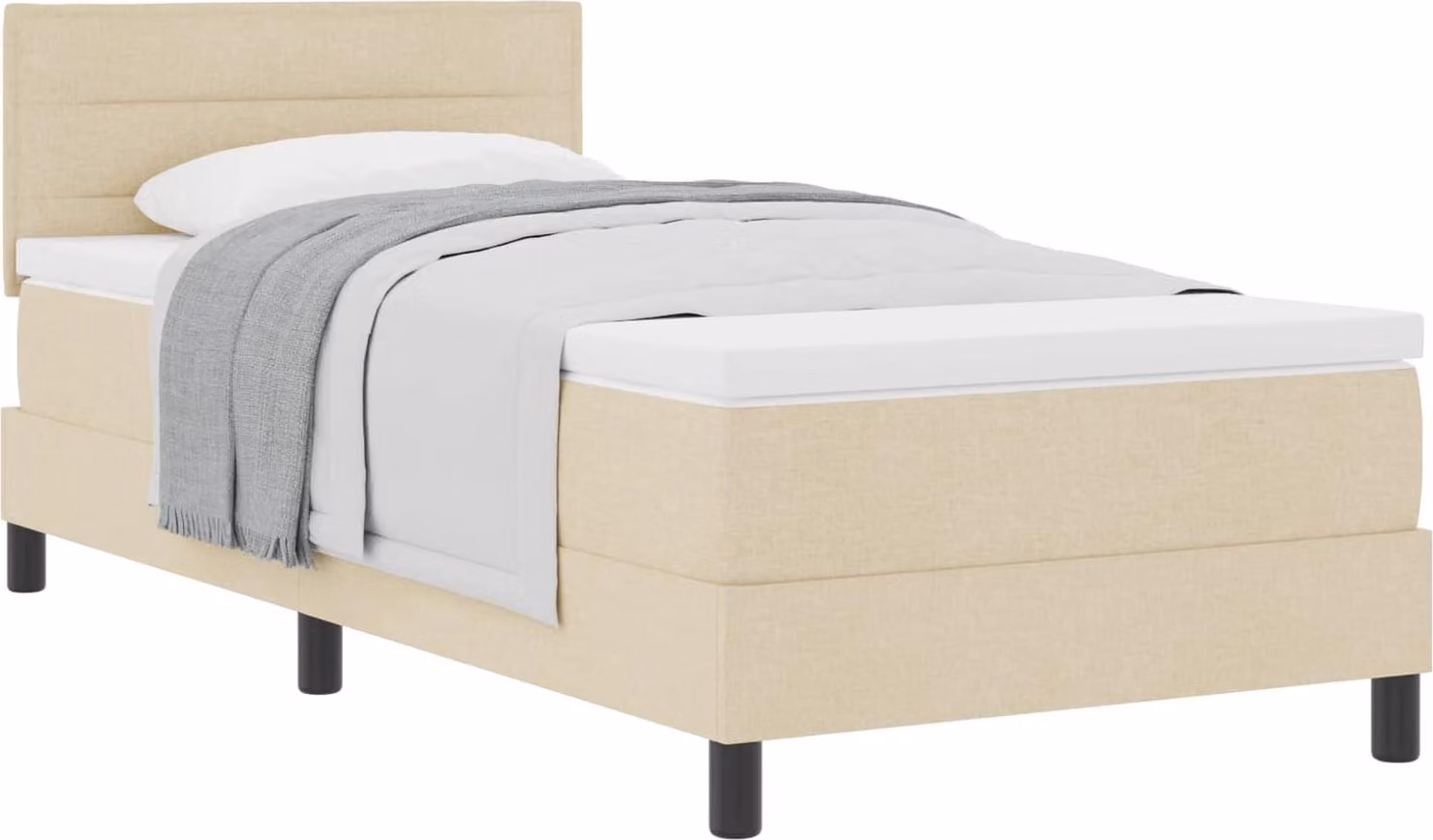 Letto a molle con testiera Crema 90 x 200 cm Tessuto