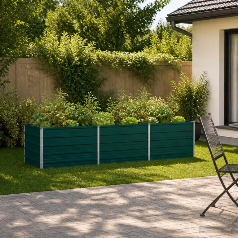 Letto rialzato da giardino vidaXL in metallo verde L: 240 cm, P: 80 cm, H: 55 cm