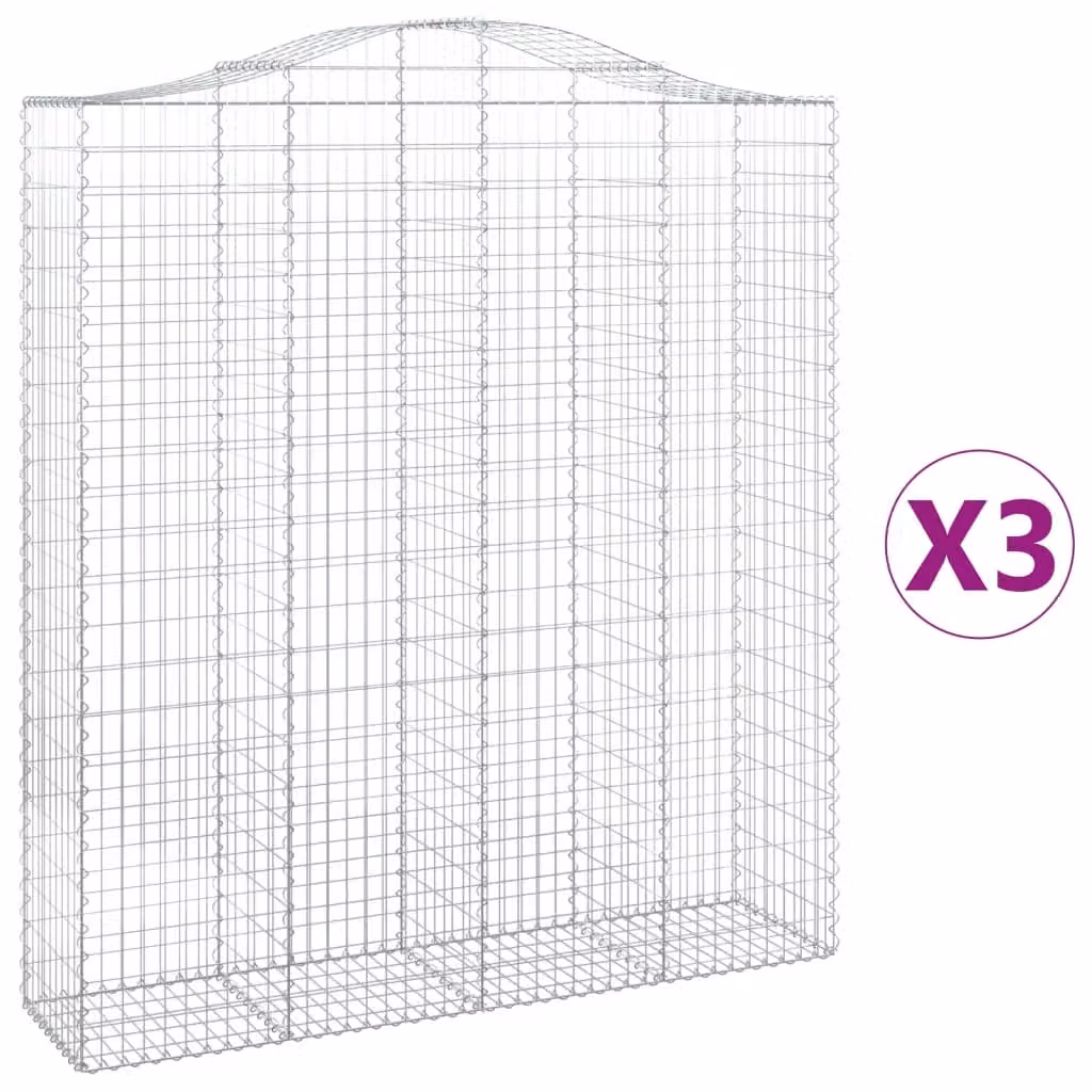 Cesti Gabbioni ad Arco 3 pz 200x50x220/240 cm Ferro Zincato