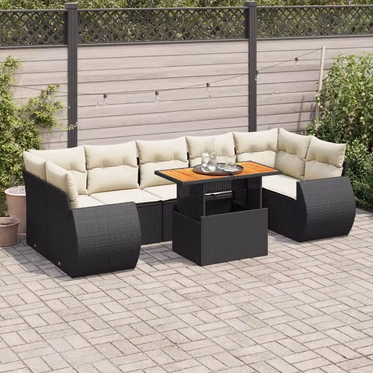 Maison Exclusive - Set Divani da Giardino con Cuscini 8 pz Nero in Polyrattan