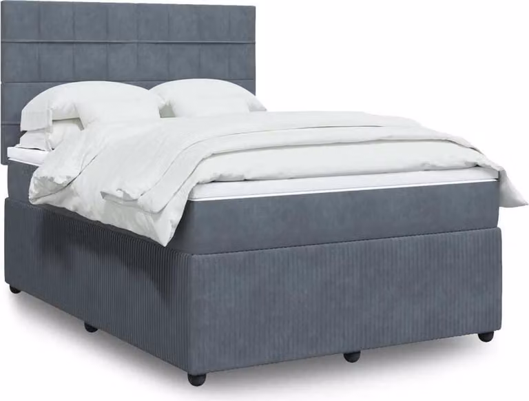 Maison Exclusive - Giroletto a Molle con Materasso Grigio Scuro 140x200 cm Velluto