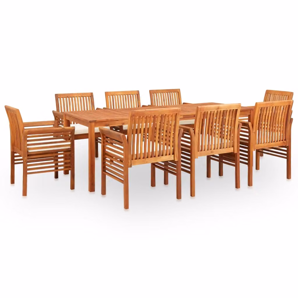 The Living Store Set da pranzo da giardino 9 pezzi con cuscini in legno massiccio di acacia