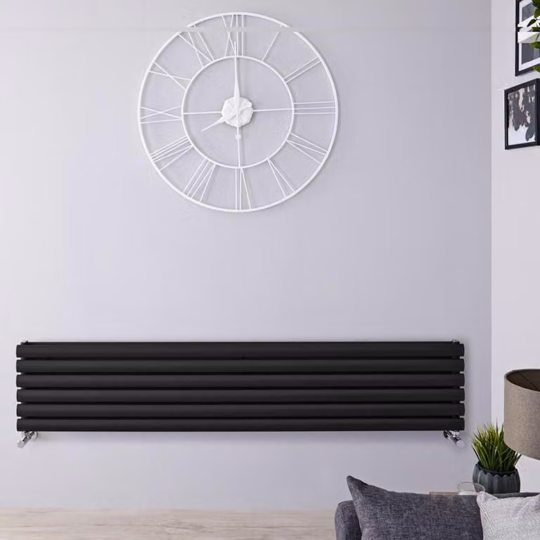 Radiatore di Design Orizzontale - Pannello Doppio - 354mm x 1780mm - Nero - Revive