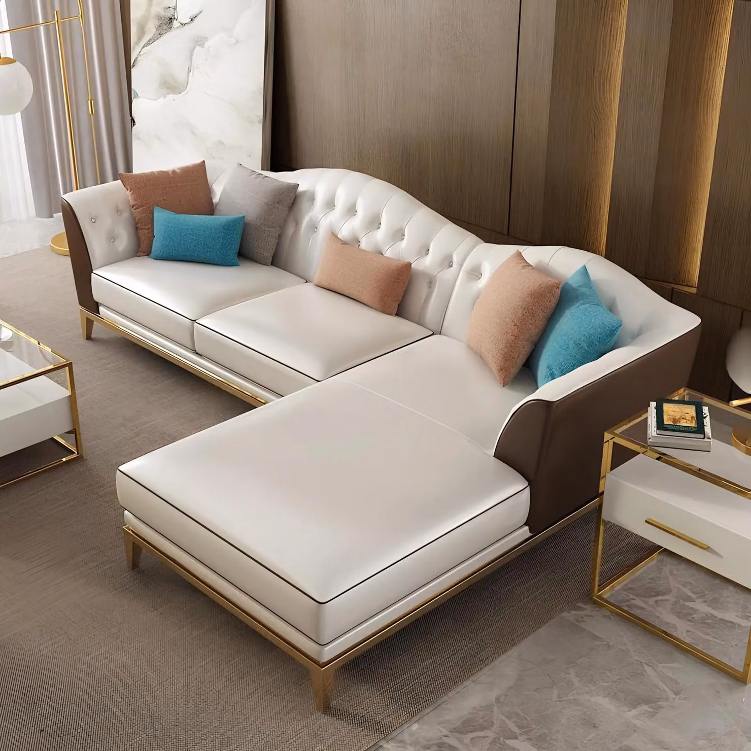 Ecksofa Polster Garnitur Wohnlandschaft L-Form Designer Sofa Couch Ecksofa