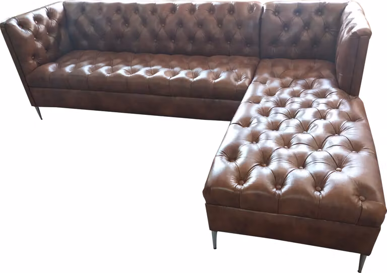 Chesterfield Ecksofa L-Form Leder Luxus Couch Ledersofa Eckgarnitur