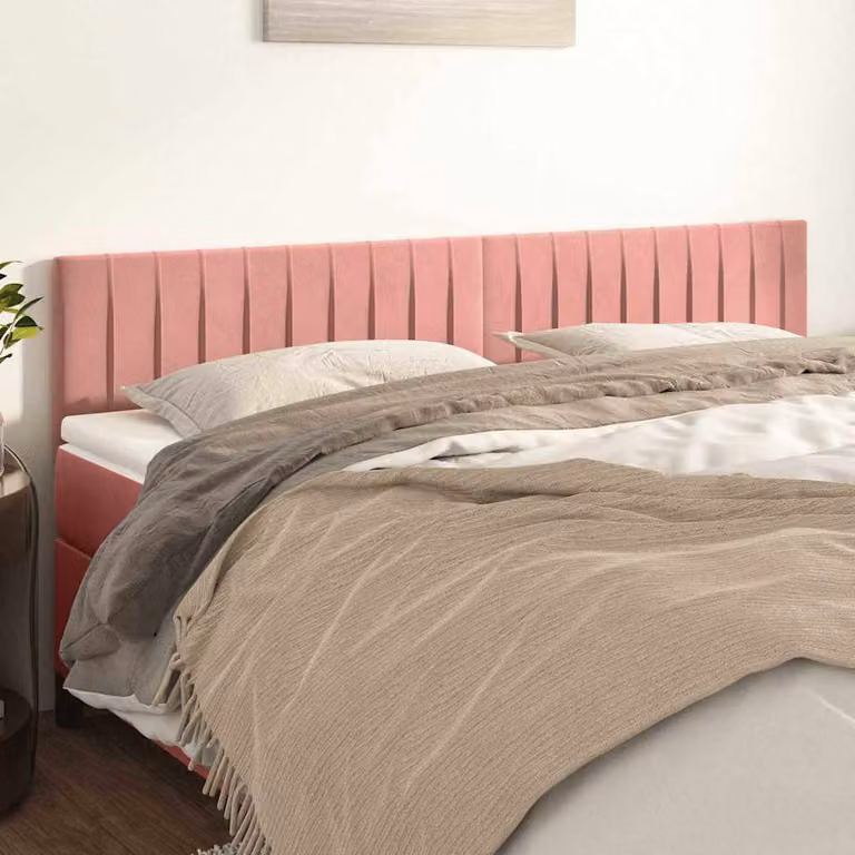 Testiera per letto vidaXL in velluto rosa con struttura imbottita L: 200 cm, P: 5 cm, H: 78-88 cm