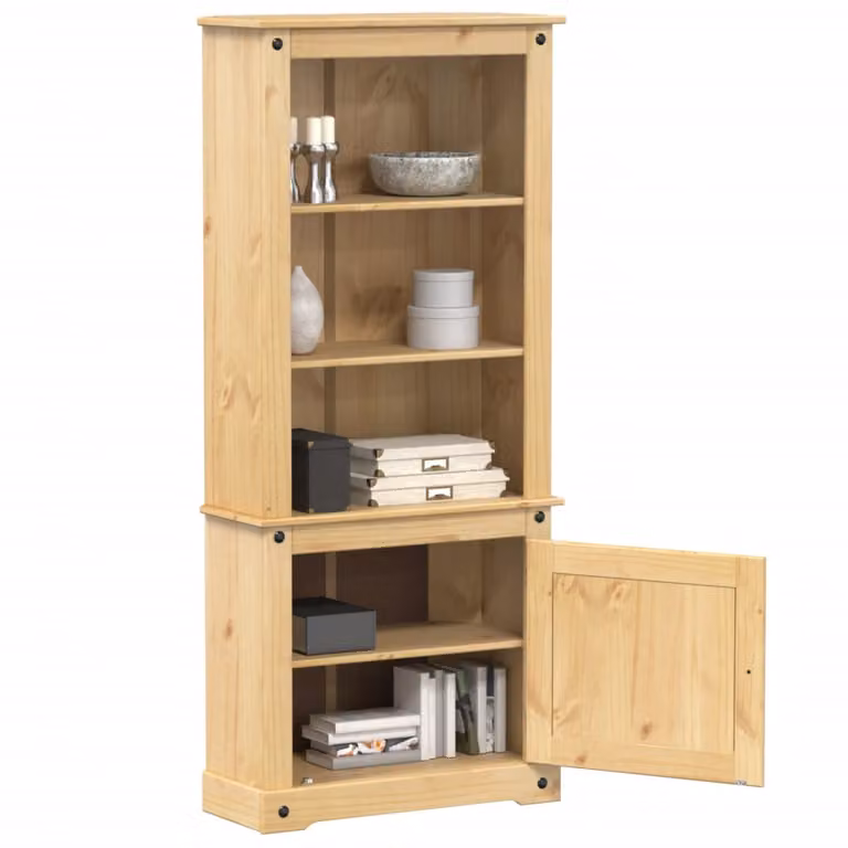 Credenza Rustica vidaXL in Legno di Pino Cerato, Colore Marrone/Beige, L: 74 cm, P: 38 cm, H: 170 cm