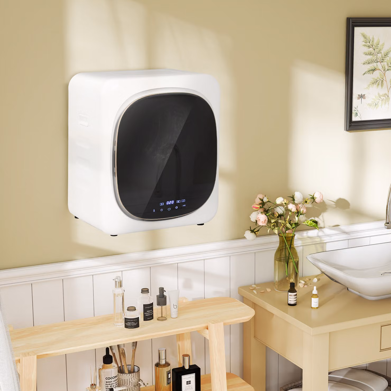 Asciugatrice ad aria HOMCOM con carico 4kg, timer e programma smart, in acciaio inox e ABS, Bianco, L: 48 cm, P: 40 cm, H: 56 cm – 2