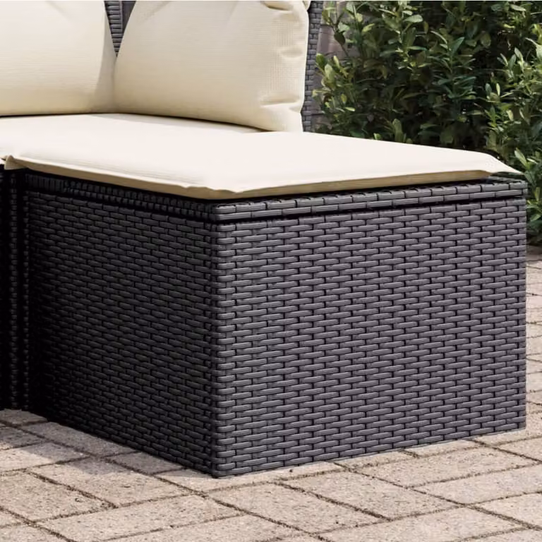 vidaXL Sgabello da giardino moderno in polyrattan nero con cuscino L: 55 cm, P: 55 cm, H: 37 cm