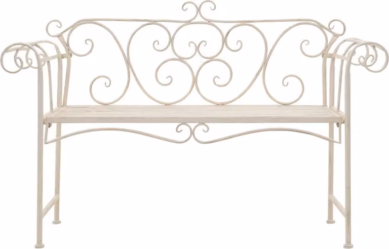 Panchina da Giardino 132 cm in Metallo Bianco Anticato