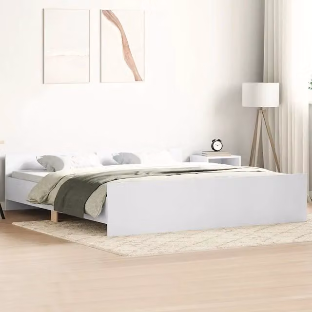 Giroletto con Testiera e Pediera-Struttura Letto Bianco 180x200 cm