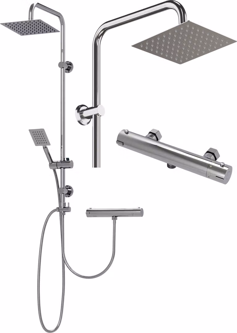 Granitan - Set doccia - Sistema doccia - Termostato - Cromo - Doccia a effetto pioggia - RIPON