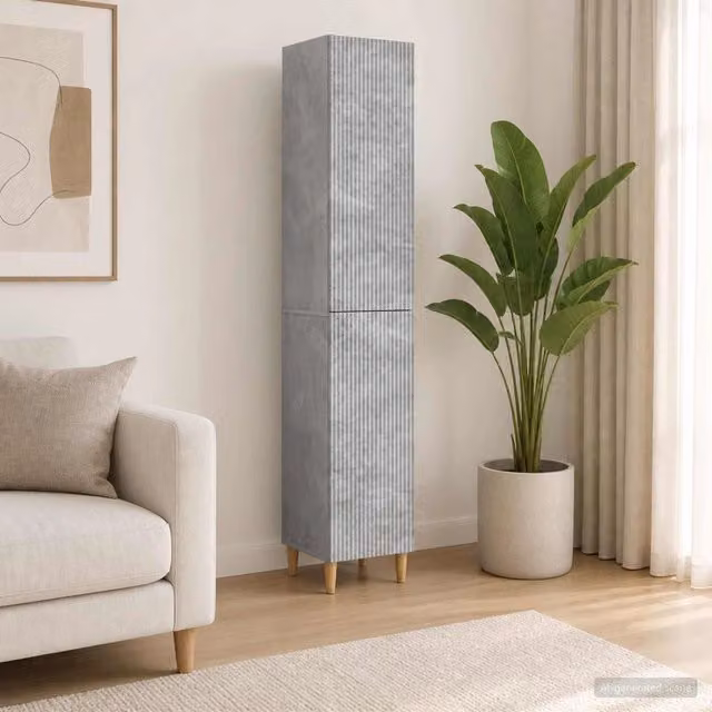 Set di 2 armadi moderni vidaXL con ante scorrevoli in MDF Grigio, dotati di ripiani e cassetti interni per camera da letto o ufficio – 1