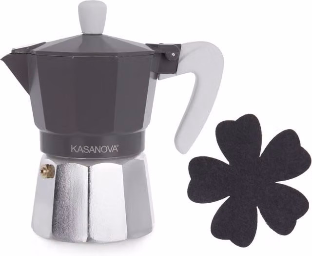 Caffettiera KASANOVA grigia con sottomoka per 3 tazze
