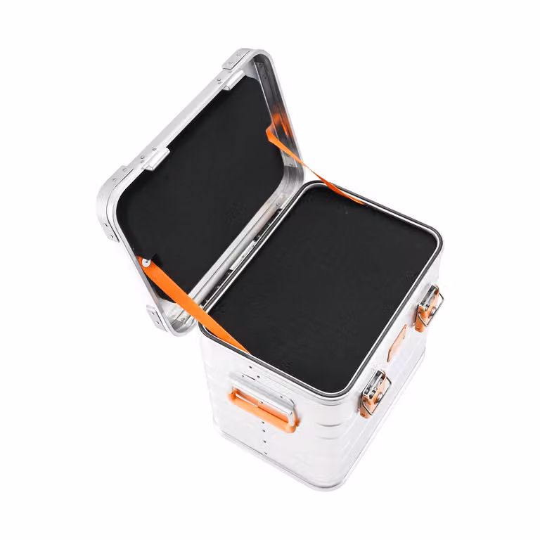 Cassa da trasporto in alluminio ALUBOX® da 31 litri con schiuma alveolare e serrature a cilindro, impilabile