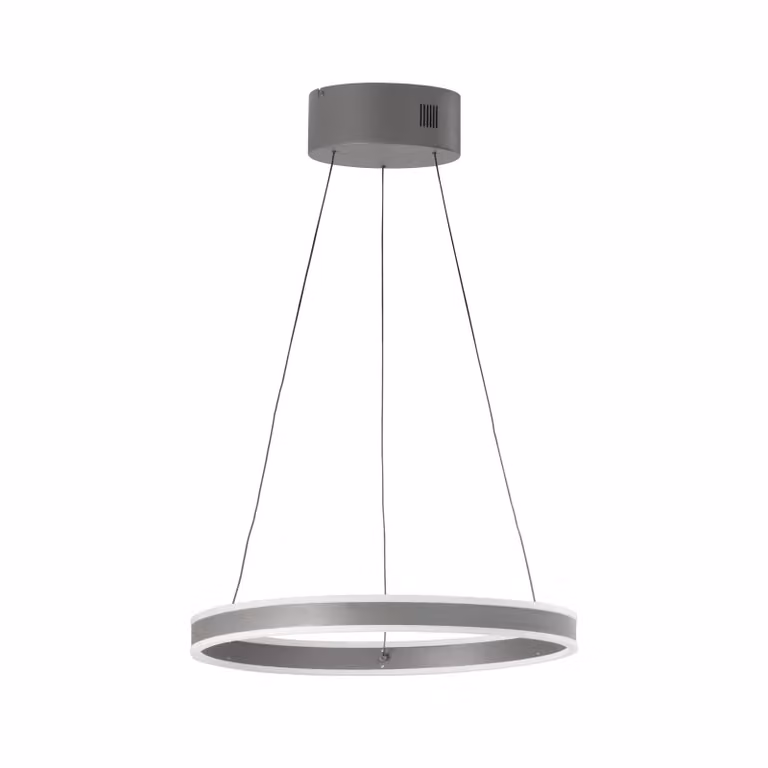 FISCHER & HONSEL Lampada LED a sospensione Silvio, Ø 50 cm, grigio sabbia, metallo, CCT, dimmerabile, Alluminio / Grigio / Zincato, Soggiorno / Sala da pranzo, Metallo, Moderno