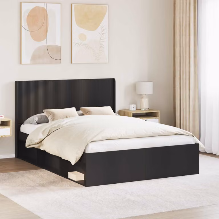 Testiera Letto Moderna vidaXL in Legno MDF Nero