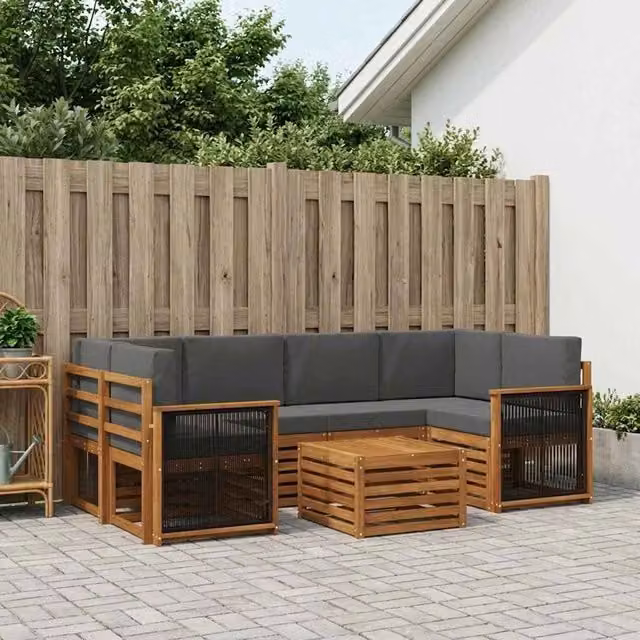 Set di divani da esterno 7 pz Naturale e Antracite 3384083