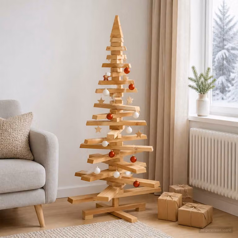 vidaXL Albero di Natale in legno KOTKA 120 cm Legno Massello di Pino