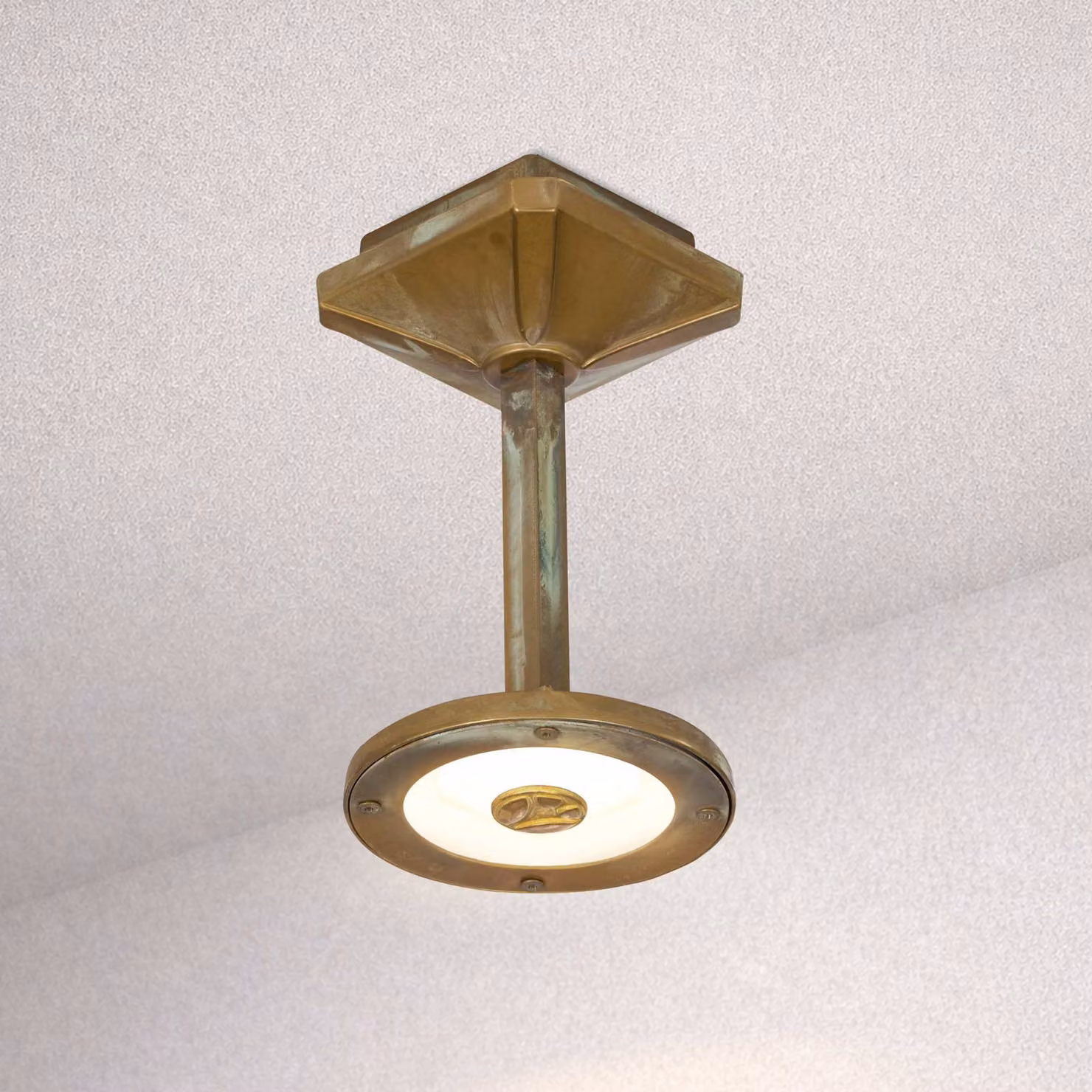 Moretti Luce Plafoniera LED da esterno Aura Disk, altezza 20 cm, ottone anticato Disk, Bronzo / Ottone antico, Ottone, Campagna / Rustiche, Plafoniera