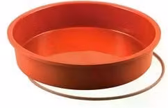 Stampo per torta rotondo Silikomart in silicone rosso con anello di sostegno, Diametro: 26 cm